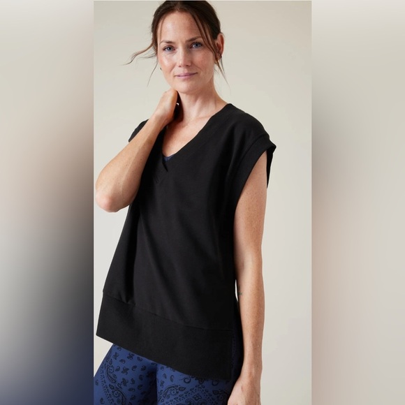 Athleta Retroterry V Neck Sweatshirt Tee - Picture 1 of 14